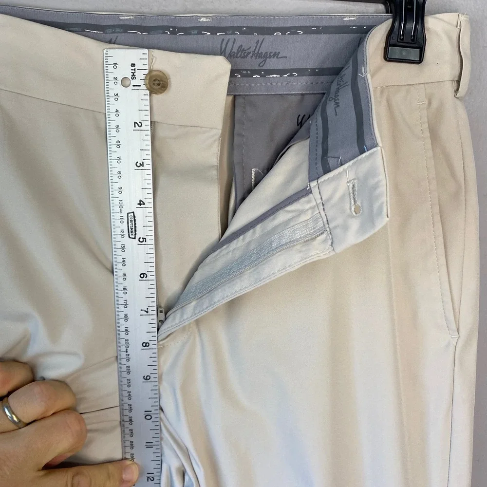 Walter Hagen Eleven Mens Golf Pants Beige Khaki Straight Leg 34x32 Performance